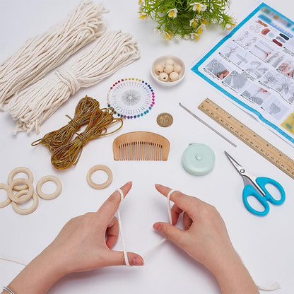 FREEBLOSS 6 Set DIY Macrame Angel Kit Macrame Angel Hanging Ornament Boho Macrame Wall Hanging Decor Macrame DIY Kit Christmas Gift for Mom Girls(White)