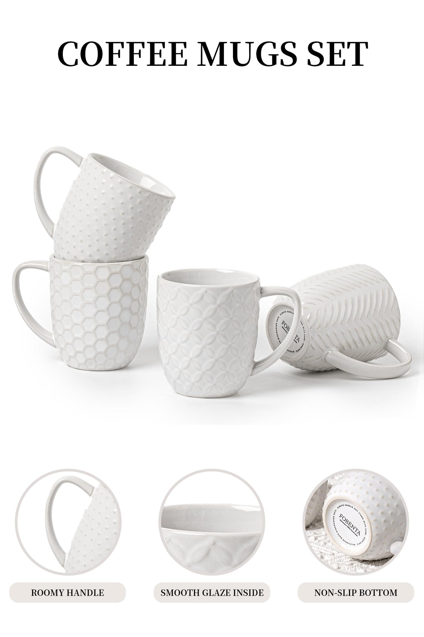 40-Piece Ceramic Dinnerware Set with Pasta Bowls & Mugs, Service for 8 – Complete Dining Set for Entertaining, Scratch-Resistant & Long-Lasting