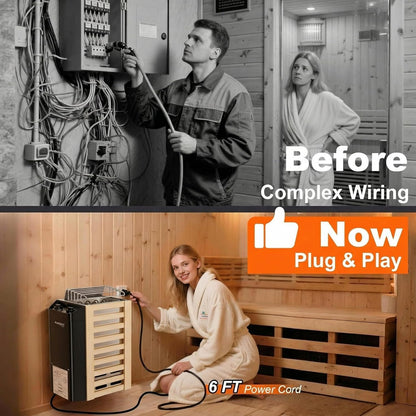Mangoct 2KW 110V Sauna Heater with Plug, Electric Sauna Heater, 3h Timer for Small Sauna Rooms (100 Cu.Ft.), Dry Sauna Heater, No Wiring Needed Sauna Stove