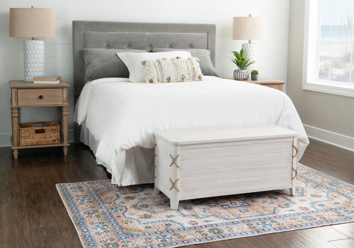 Linon Brosnan Rope Cedar Chest White