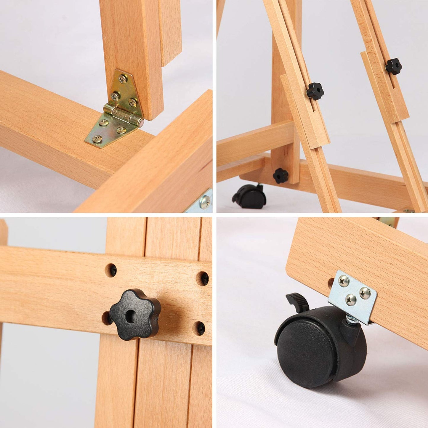 ERoomQ Tripod Artist Easel, Large Beech Multifunction Profession Studio Easel Indoor Canvas Ad Display Stand with 4K Board (Wood)