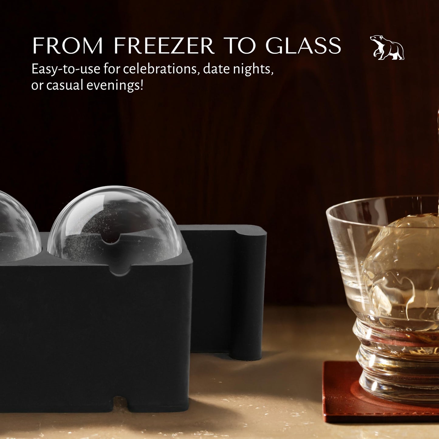 Elyzn 8 Sphere Clear 2” Ice Ball Maker Mold for Whiskey & Cocktails – Creates 2 Inch Round Crystal Clear Ice Spheres for Home Bars, Bourbon, and Mixology – Durable Silicone & Hard Shell Design