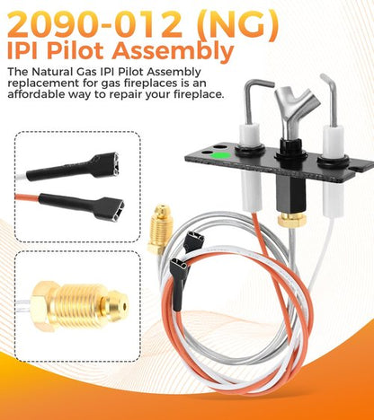 Hicello IPI Pilot Assembly 2090-012 Natural Gas (NG) Fireplace Replacement Kit - Compatible with Heatilator, Majestic, Heat-N-Glo, Quadra-Fire, and Outdoor Lifestyles Models