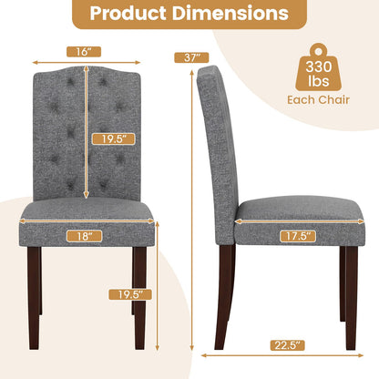 NAFORT Fabric Dining Chairs, Classic High Back Kitchen Living Room Chairs with Solid Rubber Wood Legs, Upholstered Padded Parsons Chair Set of 6, for Dining Room, Kitchen, Living Room, Grey