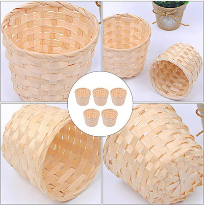 HANABASS 5 Pcs Desktop Weaving Storage Basket, Small Wood Woven Box for Crafts, Toys, Jewelry Organizer