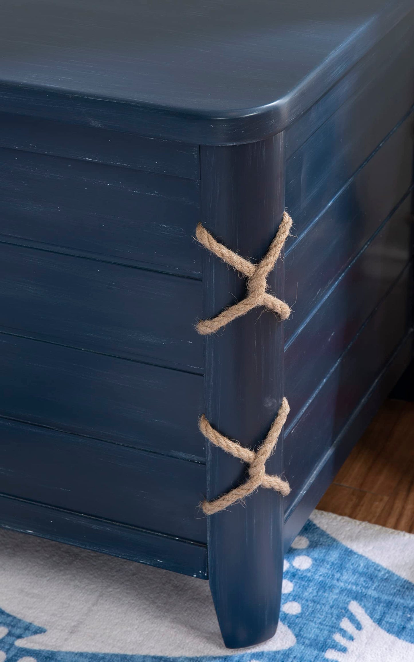 Powell Phillip Navy Blue Cedar Chest with Rope Detailing