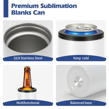 8 Pack Sublimation Can Cooler Blank Sublimation Can Holder Stainless Steel Insulated Can Cooler Sublimation Tumbler Vinly Gifts, White 12oz
