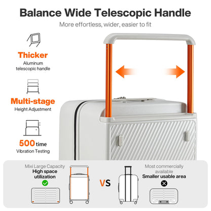 mixi 26 Inch Large Checked Luggage Suitcase with Spinner Wheels Upgrade Wide Handle PC Hard Shell Rolling Travel Suitcase with TSA Lock, Smoke White