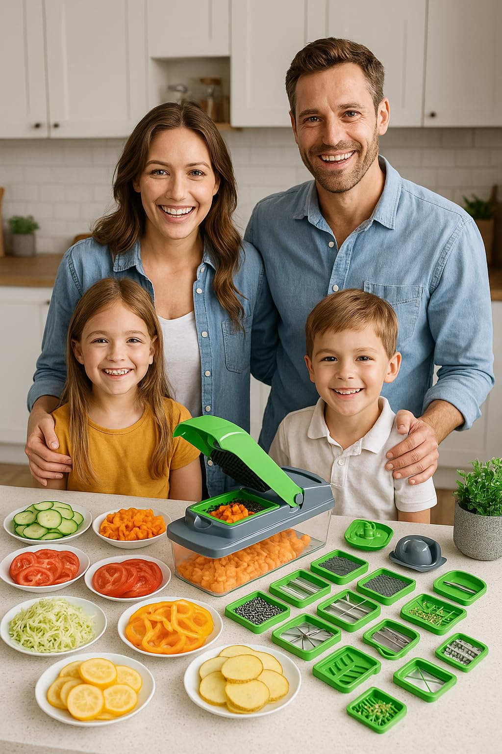 ZARIN 16‑in‑1 Vegetable Chopper & Slicer – Multi-Function Kitchen Gadget for Onions, Fruits & Vegetables – Mandoline Slicer with Interchangeable Blades for Easy Meal Prep