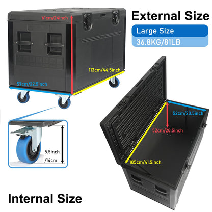 ECGOIOE Cable Trunk Road Case with Wheels 44" x 22" x 24" Professional Stackable Heavy Duty ATA Rolling Road Case for DJ Equipment Storage Transport Touring with Casters