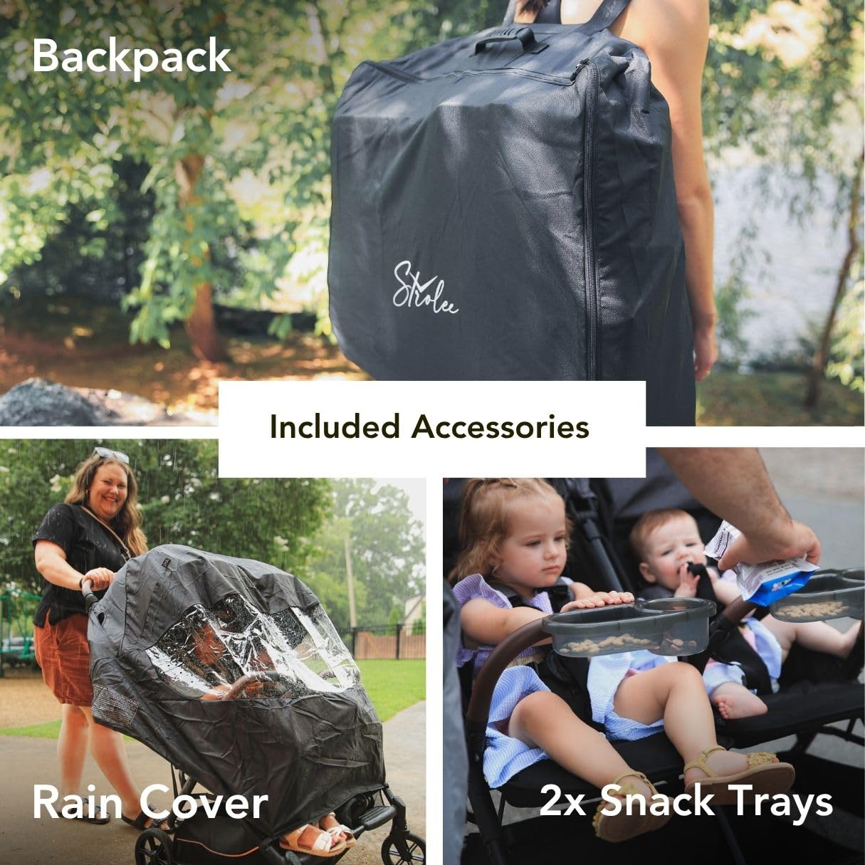Strolee Lightweight Double Side by Side Stroller - 22 Lbs, 9.5" Compact Fold, Twin Nap Ready Seating, No Rethread Harness, Magnetic Buckle & Ultra Plush Seat 60Lb Per Seat- (v2 Fawn)