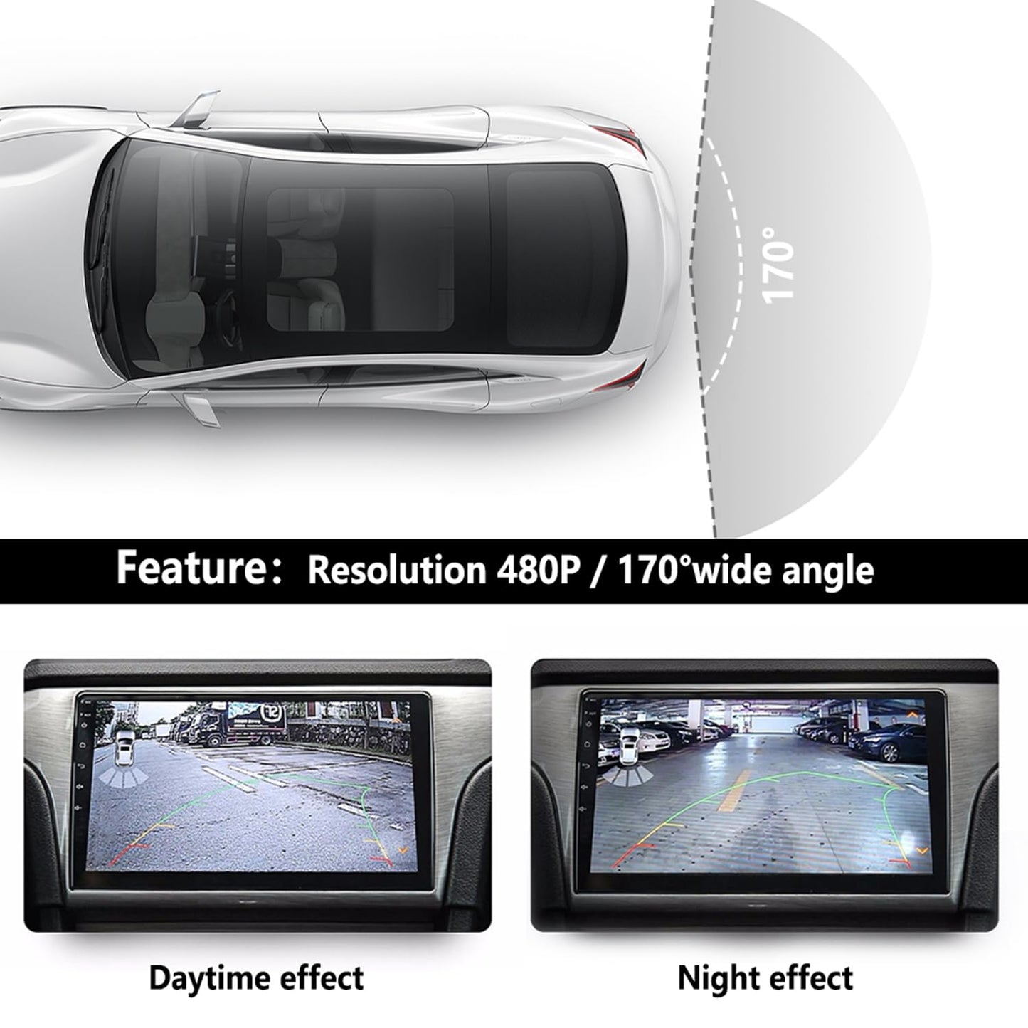 License Plate Backup Camera,HD Night Vision Reverse Camera with 8 LED,170°Wide Angle IP67 Waterproof Car Rear View Camera Fits Car Truck SUV RV with US License Plates