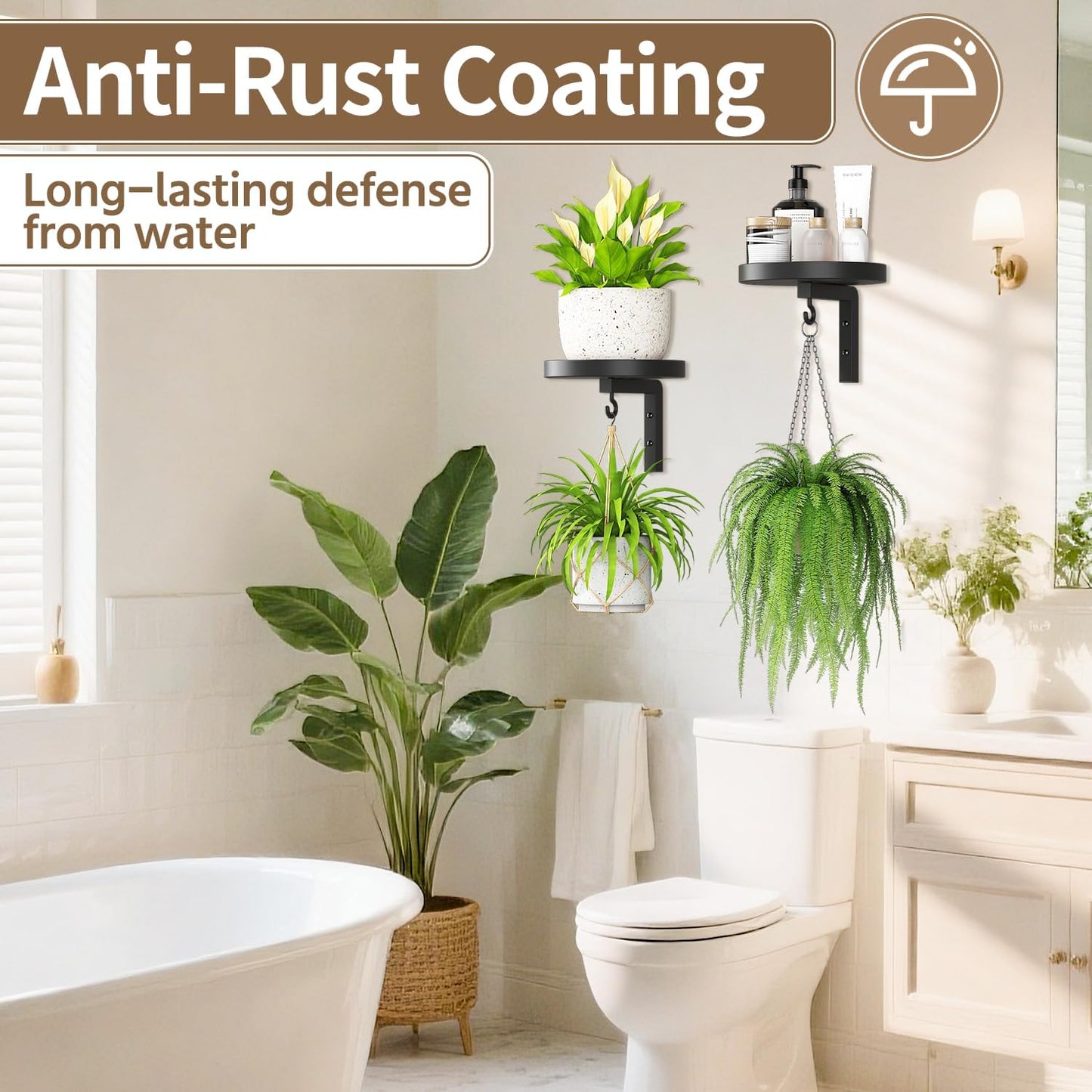 2Pcs 2 LASZOLA Plant Hangers Shelves Wall Mounted Indoor, Metal Window Plant Holders, Modern Floating Flower Display