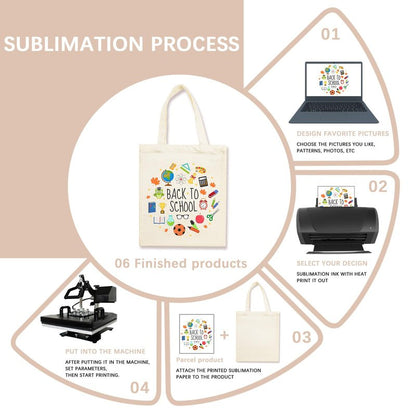 ORJ 50 PCS 13 x 15 Inch Sublimation Blank Canvas Bags Bulk, Tote Bags for Sublimation, Canvas Tote Bags DIY Custom Shopping Bag