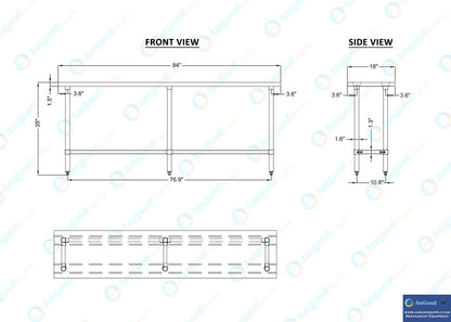 AmGood Stainless Steel Work Table Open Base | NSF Kitchen Island Food Prep | Laundry Garage Utility Bench (84" Long X 18" Deep)