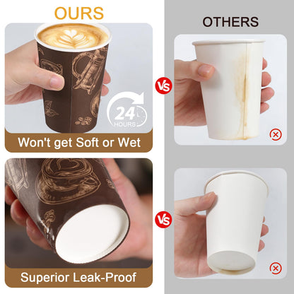 Huifany Coffee Cups 12 oz Paper Cups 180 Pack, Thickened Paper Coffee Cups Disposable 12 oz Coffe Cup, Hot/Cold Beverage Drinking Cup for Office, Home, Party