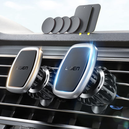 LISEN 2 Pack Magnet for Phone Car Mount Magnetic Phone Holder for Your Car Vent 6 Military Magnets Vent Cell Phone Holder Mount for Car Plate Fit All iPhone 16/15/14/13 Pro Max Plus Samsung S25