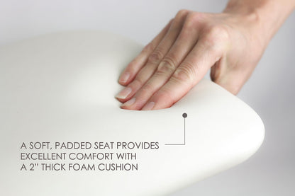 Seachrome Lift-Assist Shower Seat, L-Shaped Right-Hand, ADA, Wall Mount, Padded White Naugahyde