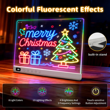 Lumiboard Led Drawing Board with 13 Light Effects, 16" Rechargeable Glow Doodle LED Note Board with Colors, Neon Light Up Drawing Tablet Gifts for Kids for Easter Birthday Christmas Gift Ideas