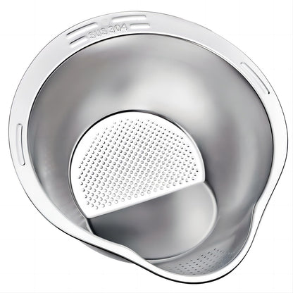 YENXIKU 4-in-1 Rice Washing Bowl - Rice Washer Strainer Bowl - Stainless Steel Colander for Quinoa, Fruit and Vegetable Wash - Multi-Purpose Rice Strainer and Colander for Kitchen (1 Pack)