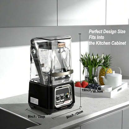 CRANDDI Commercial Blender, 2200W Countertop Blenders with Removable Shield, Quiet Smoothie Blender for Shakes and Ice Crushing, 52oz, 38000 RPM Professional Blenders for Kitchen, K80 (Black)