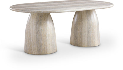 Meridian Furniture 702Travertine-T Cosenza Collection Art Deco 78" Indoor/Outdoor Concrete Dining Table with Travertine Finish, 78" W x 44.5" D x 30" H