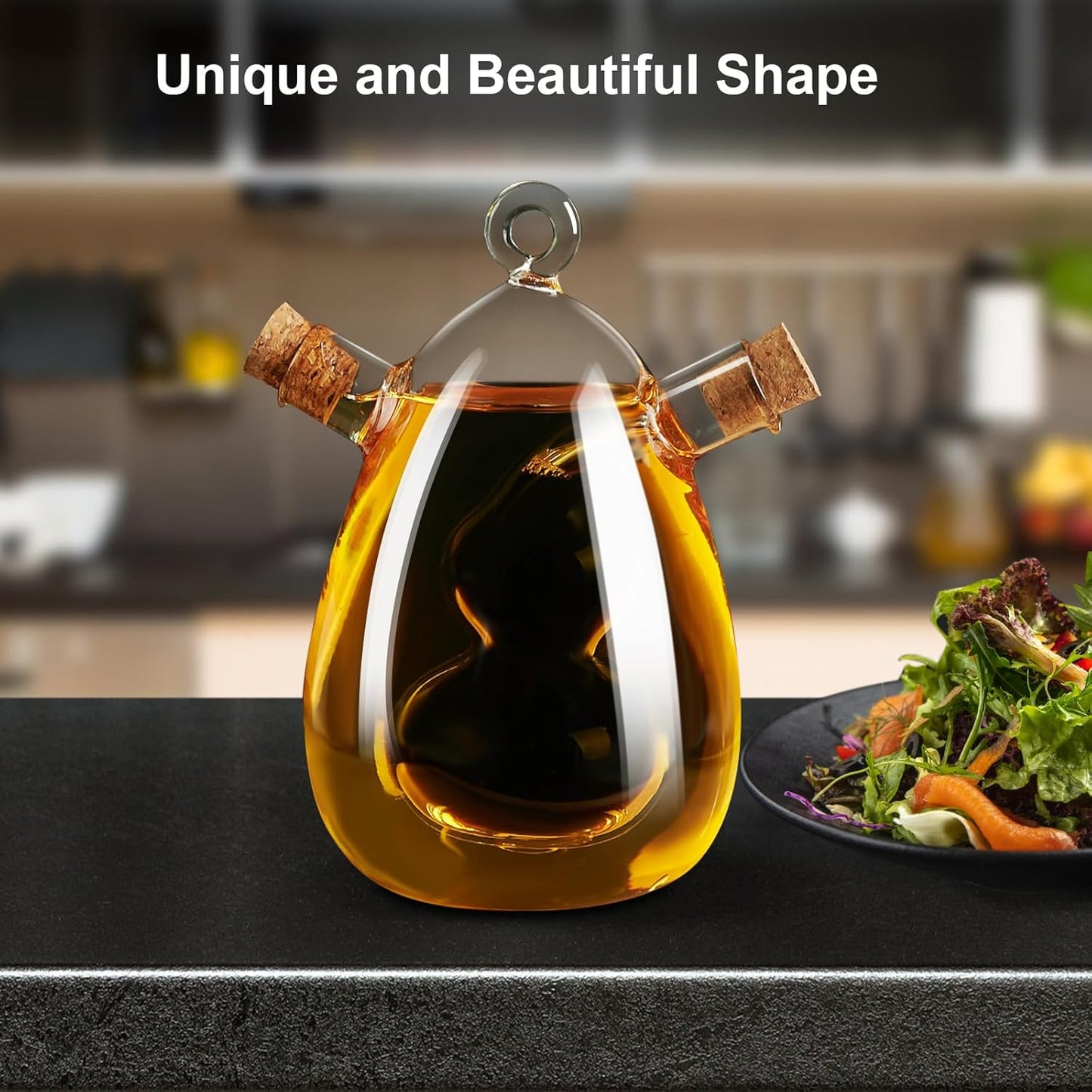 2 1, 12OZ PARACITY Oil and Vinegar Dispenser Bottle in Olive Oil Dispenser Bottle for Kitchen with Cork Stoppers