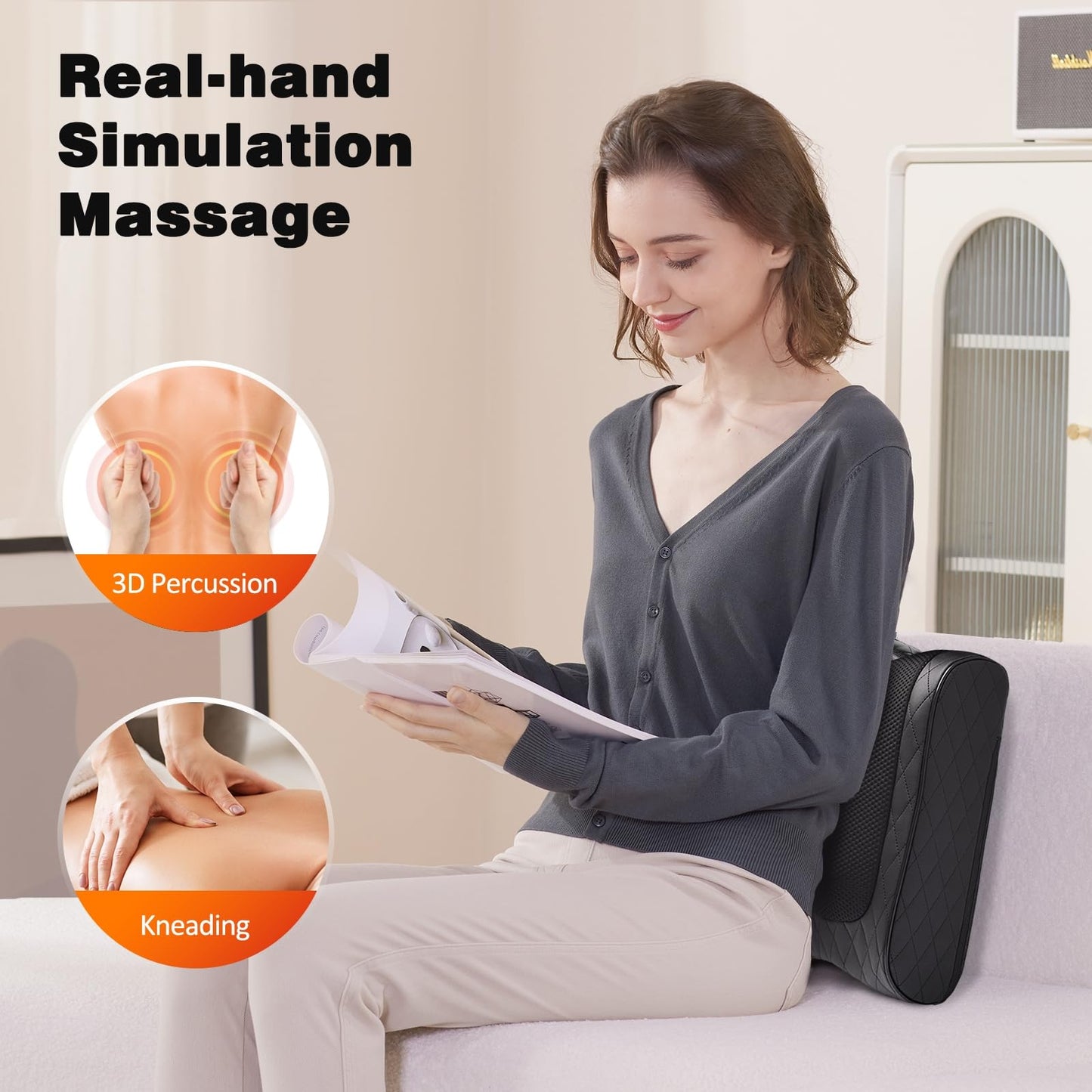 Boriwat Back Massager with Heat, Neck Massager for Pain Relief Deep Tissue, 3D Kneading Massage Pillow for Back, Neck, Shoulder, Legs, Gifts for Women Men Mom Dad