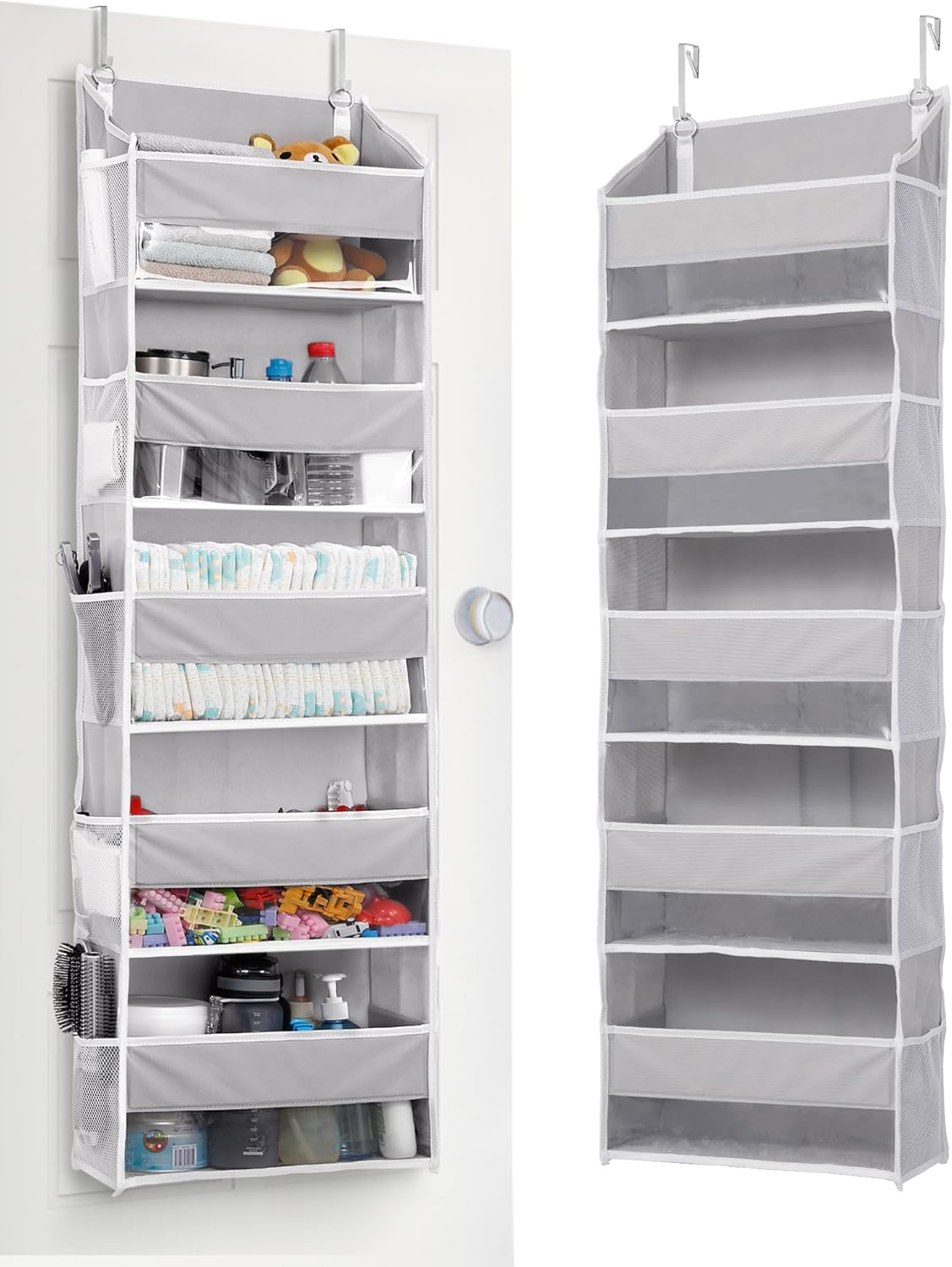 1 Pack 5 10 44 lbs 5 ULG Over Door Organizer with Large Pockets Mesh Side Pockets, Weight Capacity Hanging Storage