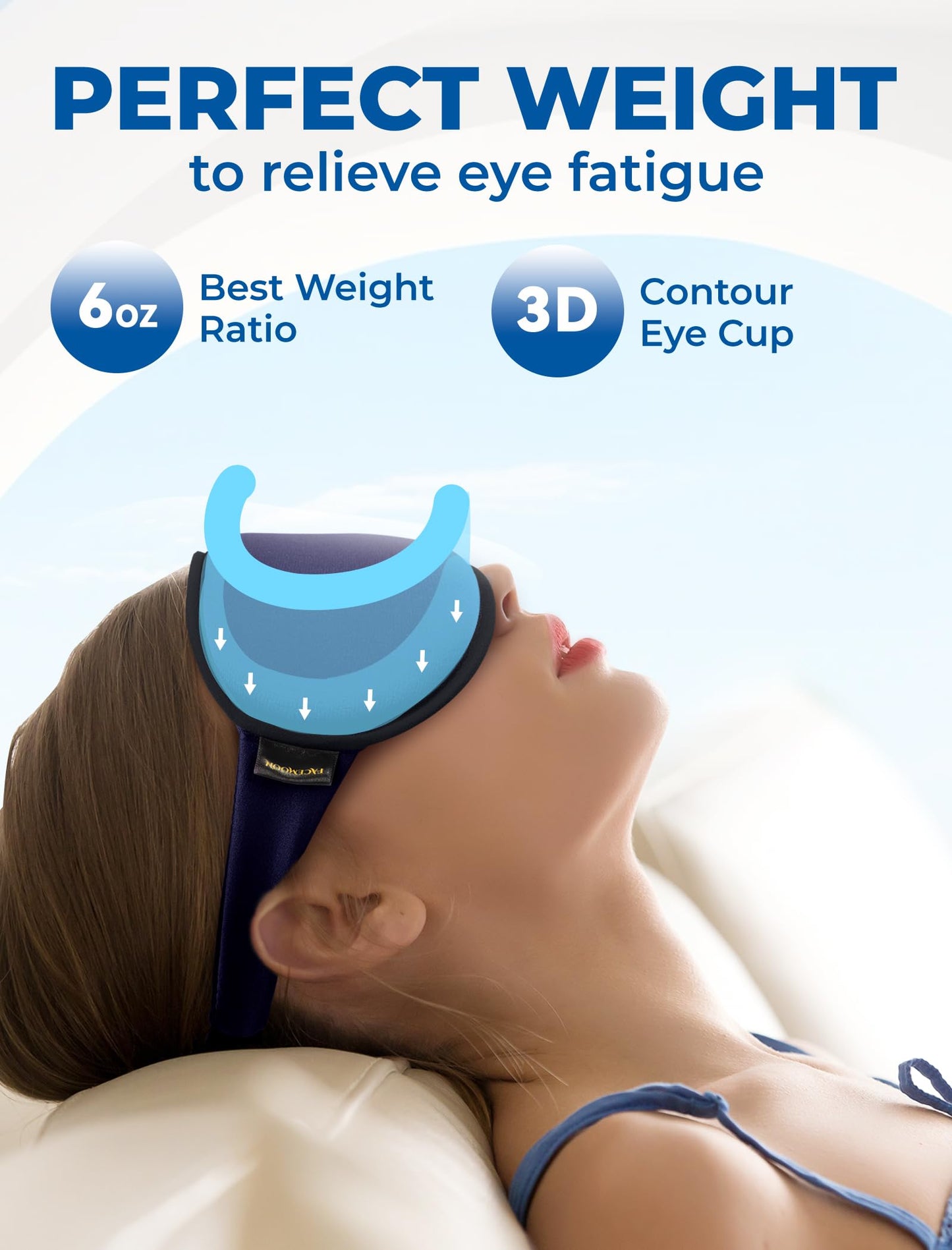 3D Cooling Gel Sleep Mask for Women & Men – 6oz Weighted Eye Mask for Sleeping, 100% Blackout, Ice Cold Gel, Migraine & Headache Relief, Eye Care, Deep Relaxation, Airplane Travel Essentials, Gift