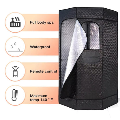 Portable Steam Sauna Tent Full Size, Indoor Steam Room for Home Spa Detoxify & Soothing Heated Body Therapy,with 2.6L 1000W Steamer, 9 Temperature Settings, Remote Control, Folding Chair