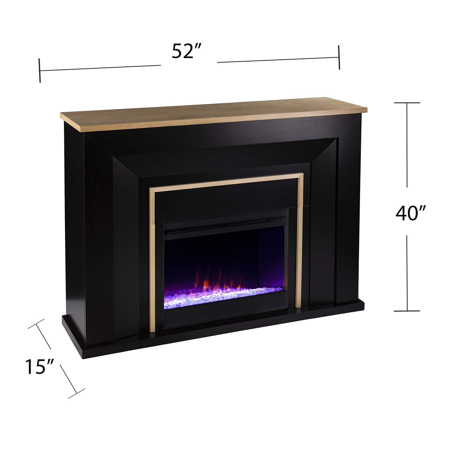 SEI Furniture Cardington Color Changing Fireplace, Black/Natural