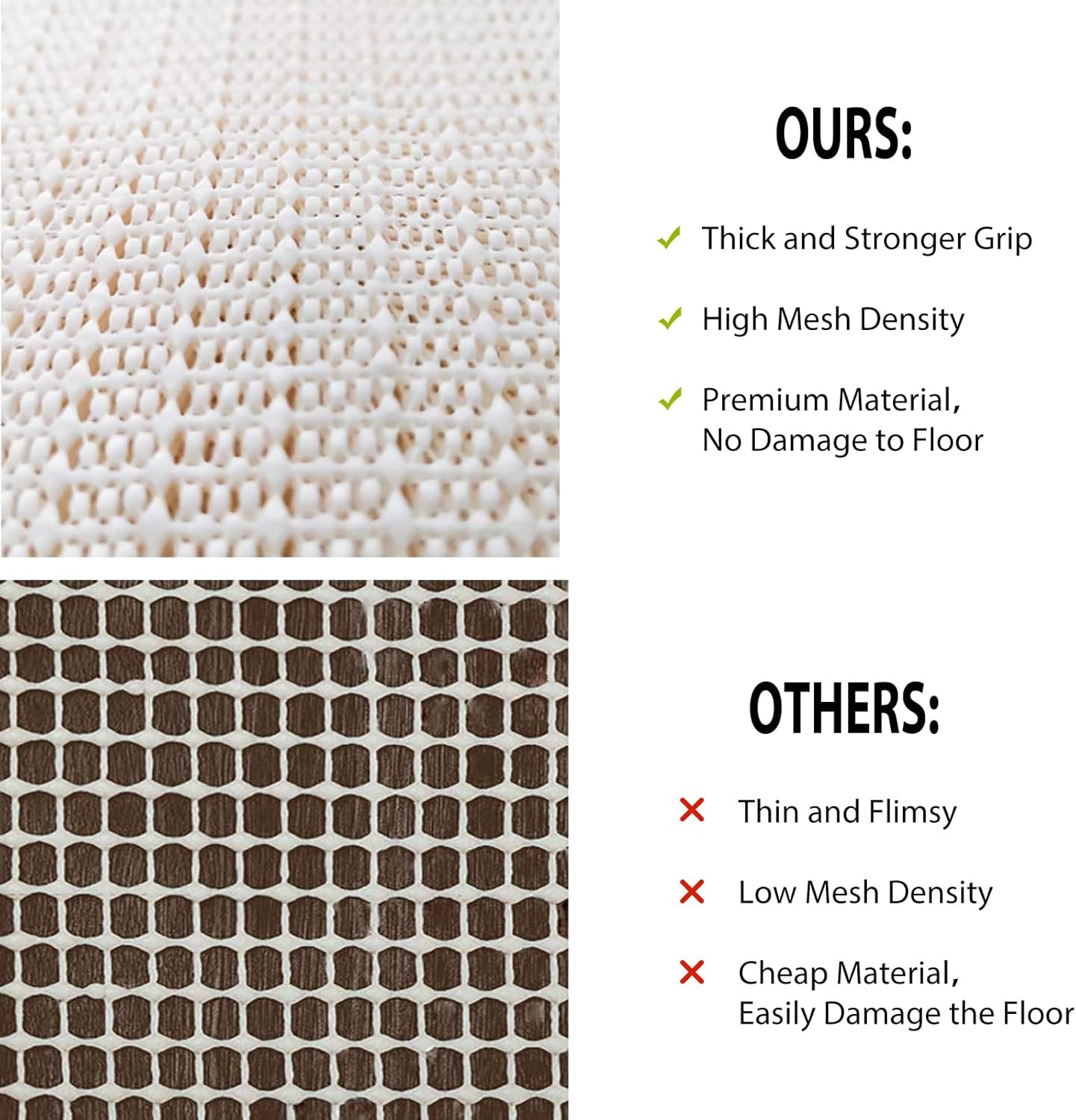 Non Slip Rug Pads: 3x5 Rug Pad Gripper for Hardwood Floors, Under Carpet Anti Skid Mat, Beige to Keep Rugs Safe