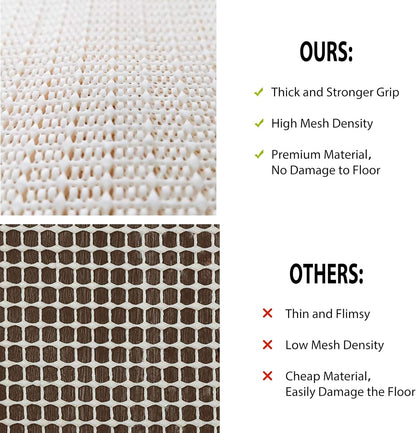 Skiennix Non-Slip Rug Pad Gripper - 3x5 Area Rug Anti-Skid Mat in Beige for Hardwood Floors