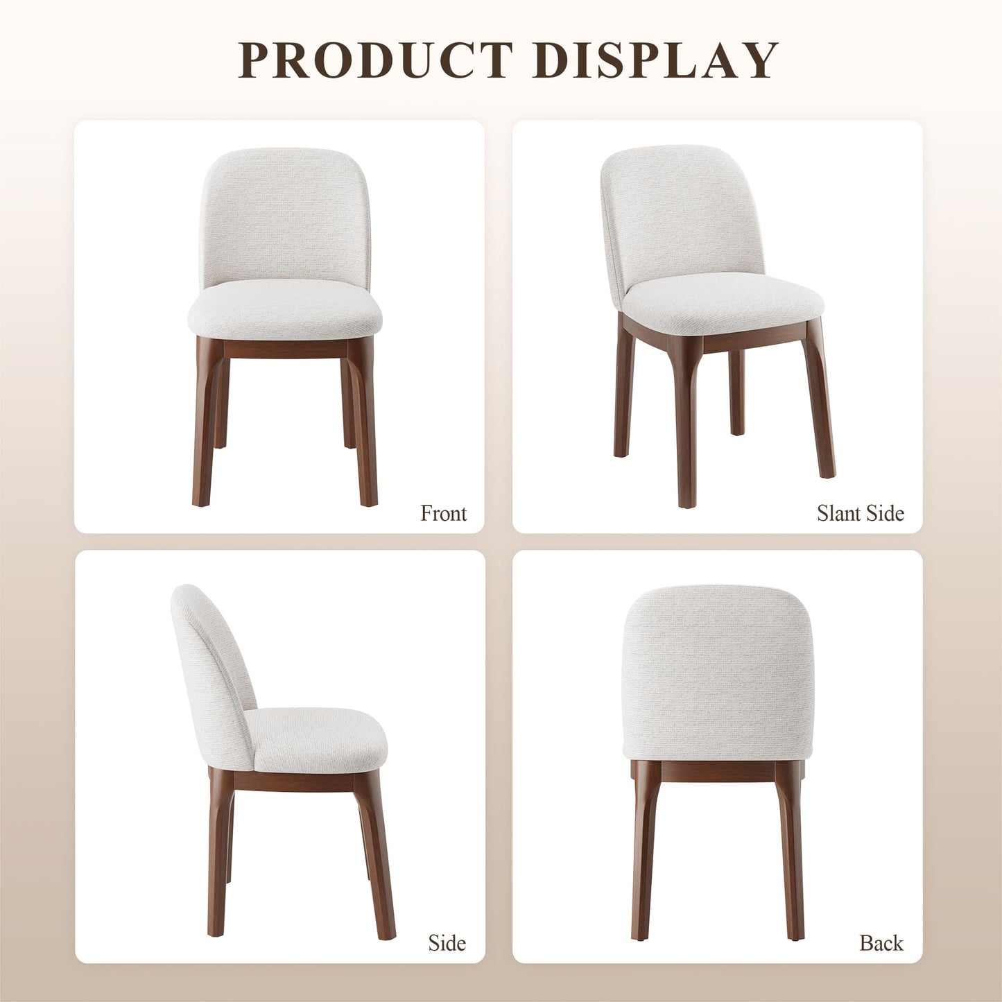 MALOL Wooden Dining Chairs Set of 4, Upholstered Kitchen & Dining Room Chairs with Thickened Wooden Legs, Farmhouse Side Chairs, Beige