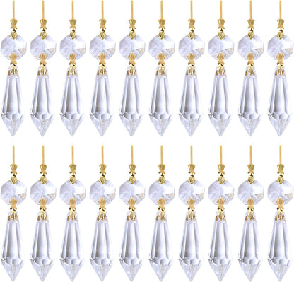 BronaGrand 20 Decoration,38mm,Gold Pieces Replacement Clear Chandelier Icicle Crystal Prisms Octogan Crystal Bead