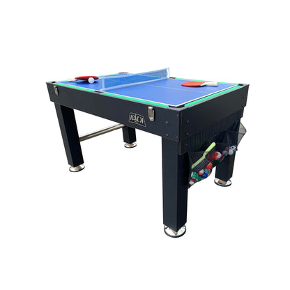 KICK Tetrad 55" 4-in-1 Multi Game Table (Black) – Foosball, Billiards/Pool, Air Hockey & Ping Pong