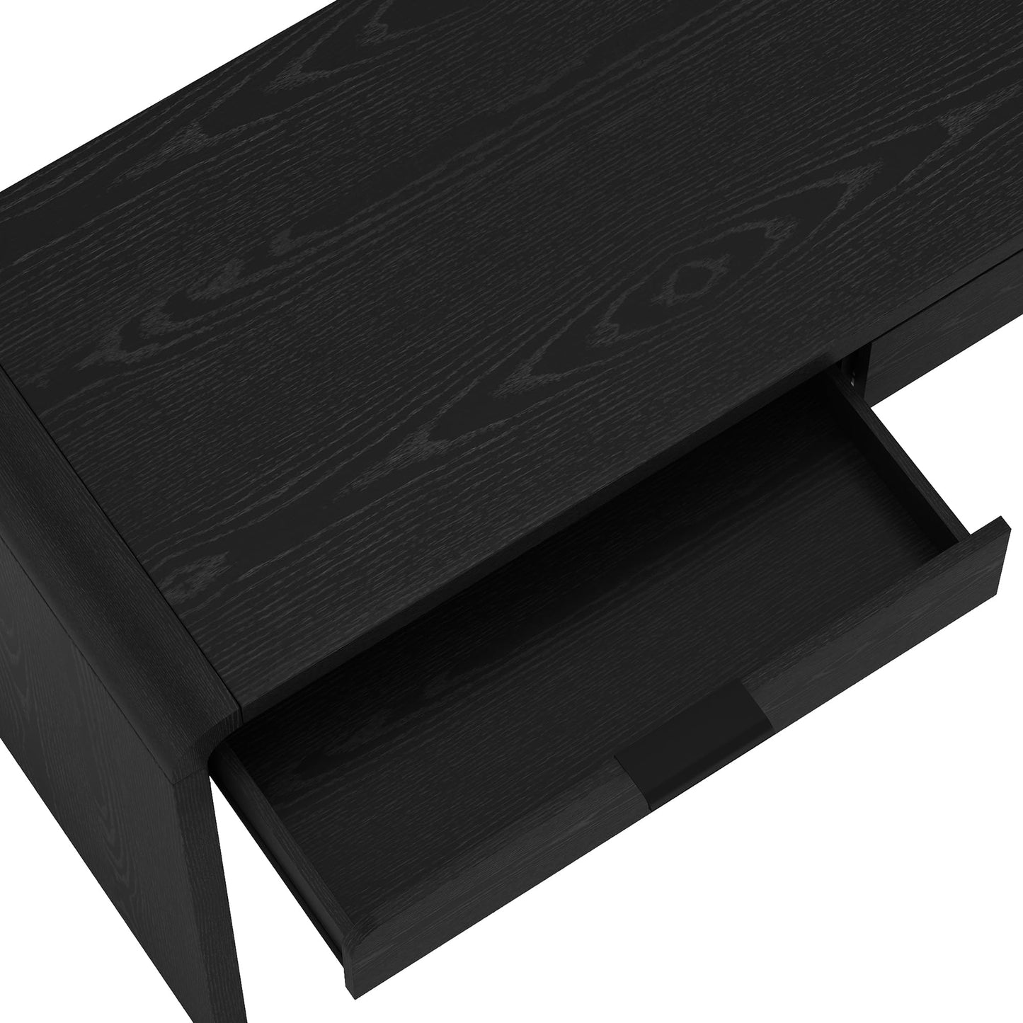 Manhattan Comfort Grace 54" Modern Office Desk with 2 Drawers, Wood Table with Metal Recessed Handles for Work from Home, Study, Craft, Stylish Executive Desk, Black