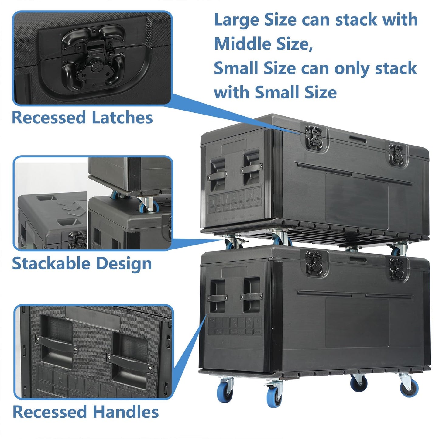 ECGOIOE Cable Trunk Road Case with Wheels 44" x 22" x 24" Professional Stackable Heavy Duty ATA Rolling Road Case for DJ Equipment Storage Transport Touring with Casters