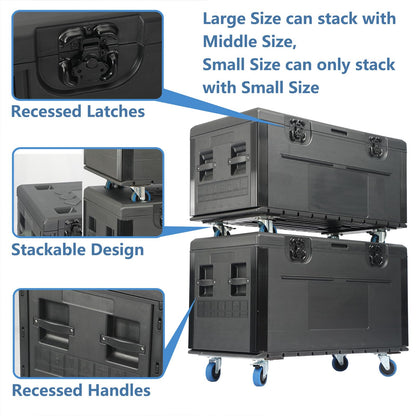 ECGOIOE Cable Trunk Road Case with Wheels 44" x 22" x 24" Professional Stackable Heavy Duty ATA Rolling Road Case for DJ Equipment Storage Transport Touring with Casters
