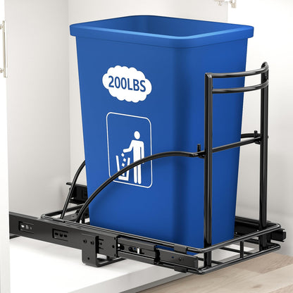 ANASTA Under Sink Trash Can Pull Out Trash Hidden for 30-50 Qt 7-13 Gallon Garbage Can Under 13" Wx19 Dx17 H Cabinet, Black Pull Out Kit with Full Extension Slide for Kitchen and Bathroom, No Bin