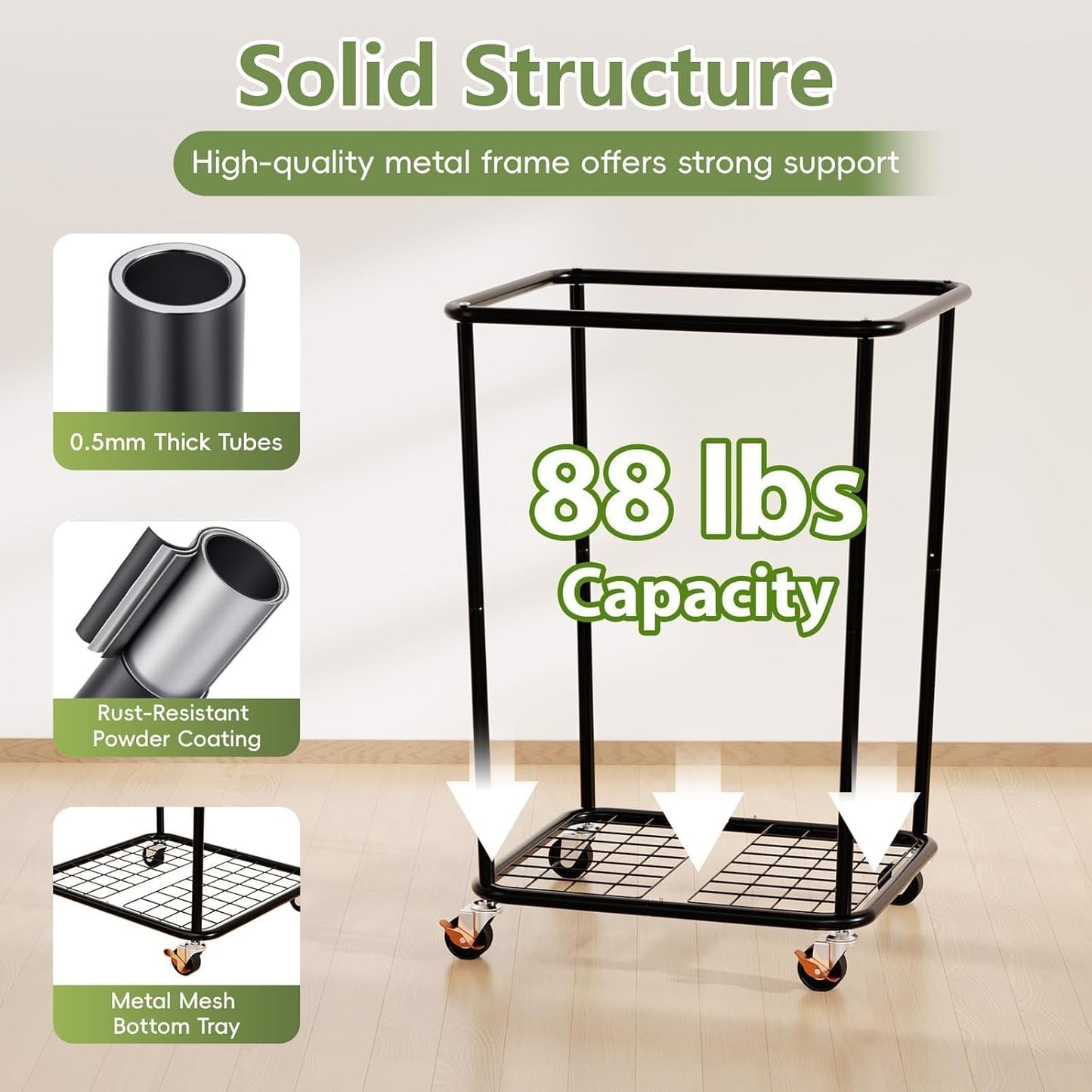 150L Laundry Basket with Wheels, Rolling Laundry Hamper with Cloth Cover, Laundry Cart with Metal Frame & Removable