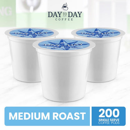 Day To Day Coffee Breakfast Blend Medium Roast Coffee Pods, 200 Count Bulk Pack, Compatible with Keurig K-Cup Brewers, Perfect Wake-Up Coffee