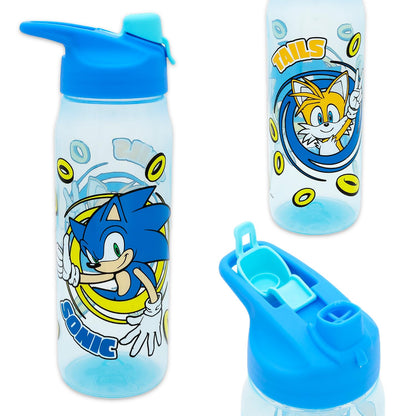 Sonic The Hedgehog Water Bottle Bundle - Video Game School Supplies Set with 20 Oz Drinking Cup, Stickers, More | Sonic Water Bottle for Kids, Boys, Girls