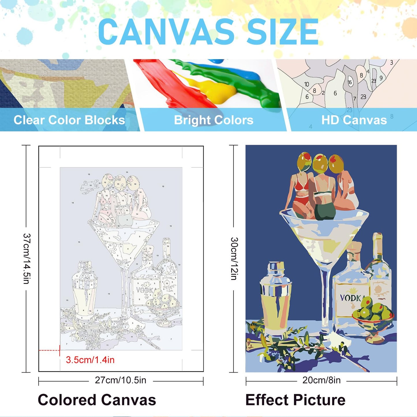 6 Pack Paint by Numbers Kit for Adults Beginners - 8x12 Inch Cocktail Adult Paint by Number Kits on Canvas, Cocktail DIY Acrylic Oil Number Painting Kits for Adults, Perfect for Gift Home Decor