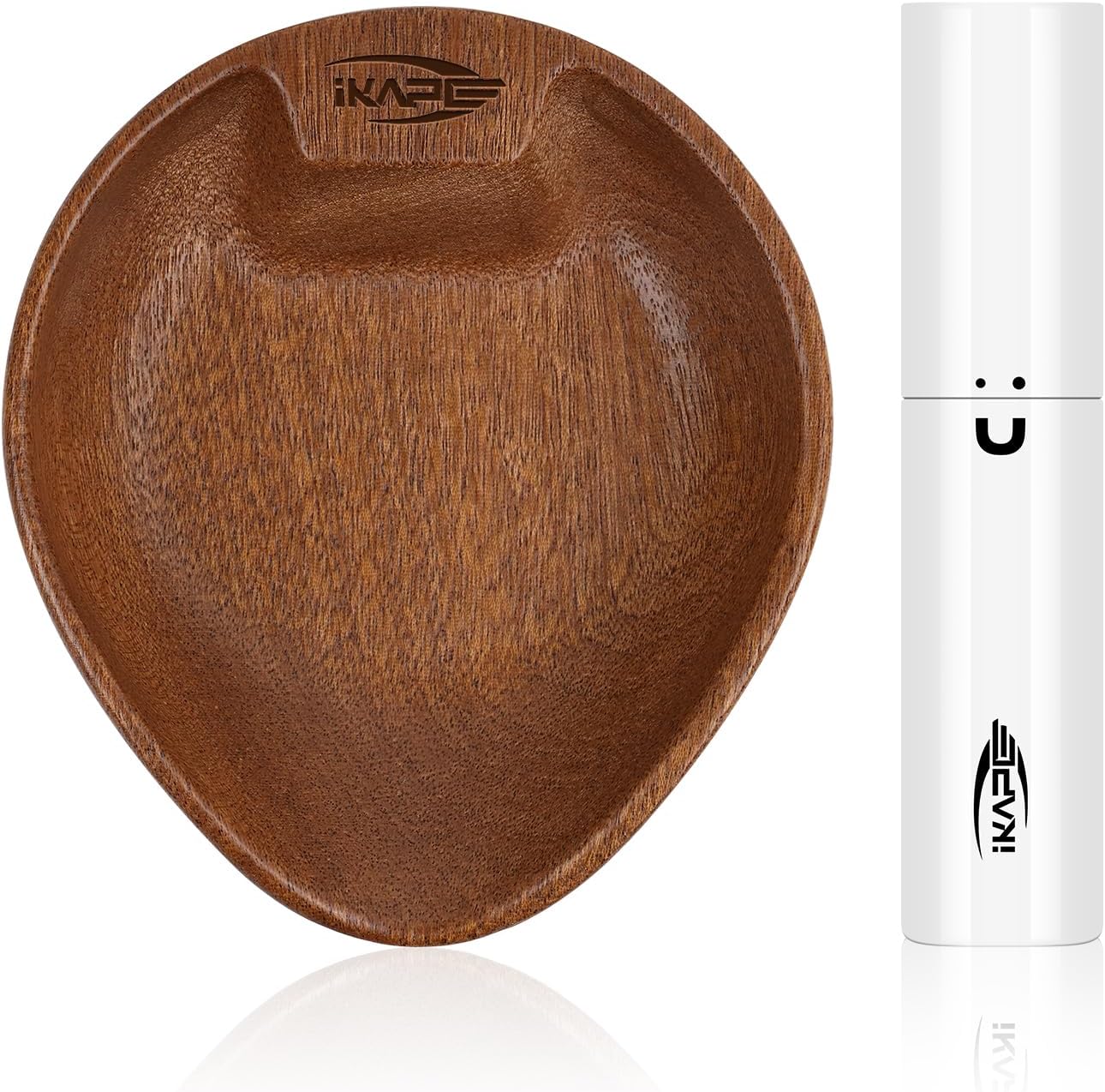 IKAPE Wooden Coffee Bean Dosing Cup and Spray Bottle Kit for Espresso, Coffee Bar Accessories (White)