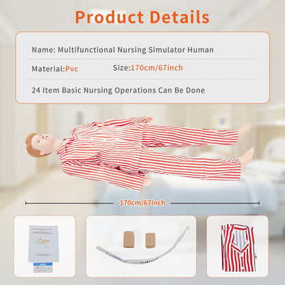 SKUWGW Adult Female Full-Body Anatomical Model, 67in Nursing Training Mannequin for Clinical Skills Training & Patient Care Education - Nursing School Supplies