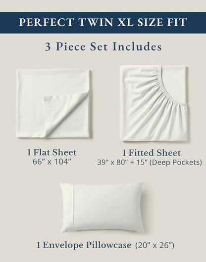 LANE LINEN Twin XL Sheets Set - 100% Organic Cotton, Soft Percale Bedding, Glacier Grey, Fits Mattresses Up to 15” Deep