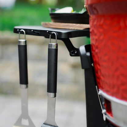 Cart with Shelves for Joe Jr Small Kamado Grill, Black Grill Stand, Model KJ15112524
