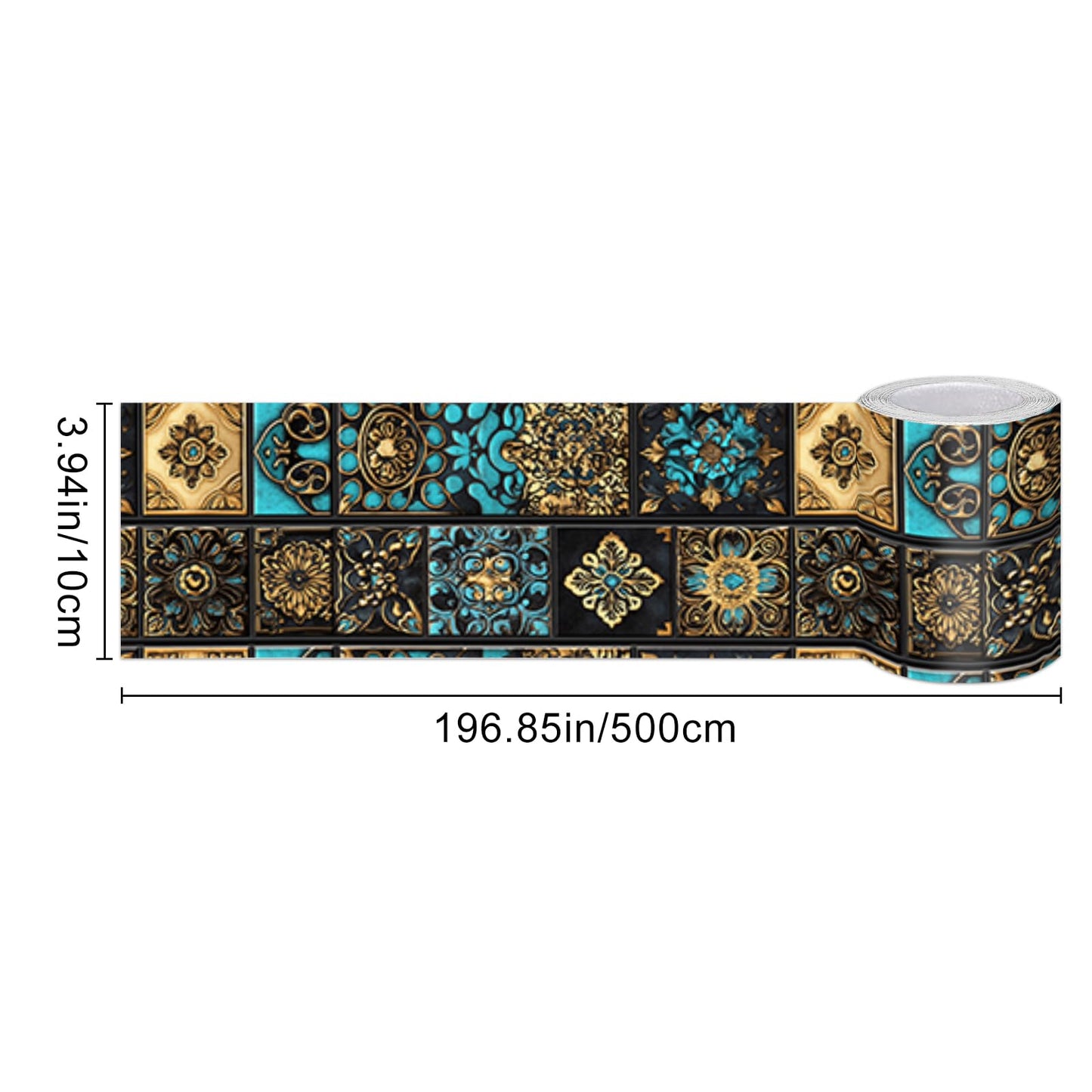 HOMETITUTE Wallpaper Border Peel and Stick Retro Mosaic Tile Wall Trim Paper Wall Decor Self Adhesive Border for Walls Mirror Frame Accent Strip for Bathroom Kitchen Living Room 4x196 Inch